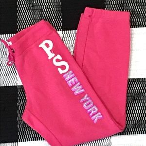 Aeropostale Kids pink sweats sweatpants skinny style yoga gymnastics tum…